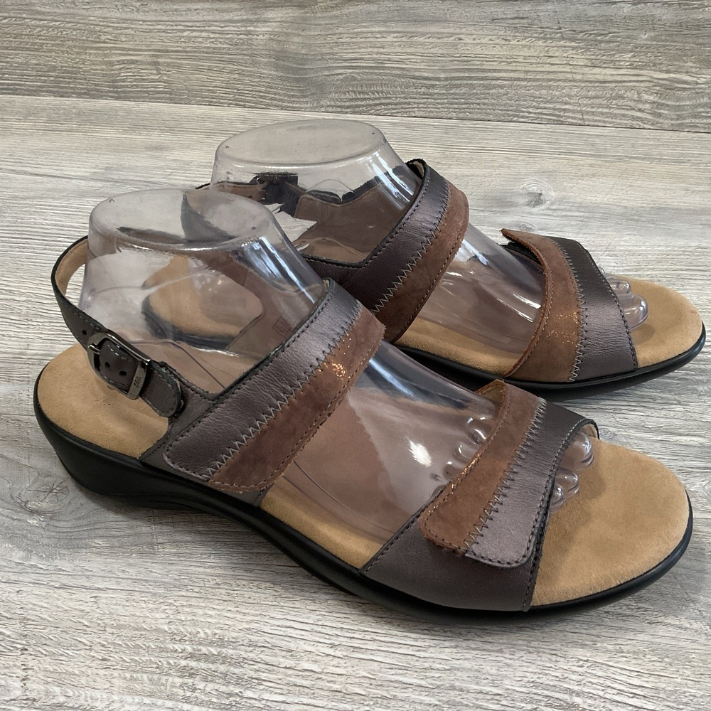 SAS Nudu Dusk Slingback Sandals Women's 10 W Metallic Leather Comfort Adjustable
